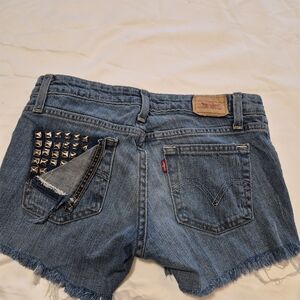 Levi's Studded Blue Denim Cutoff Shorts